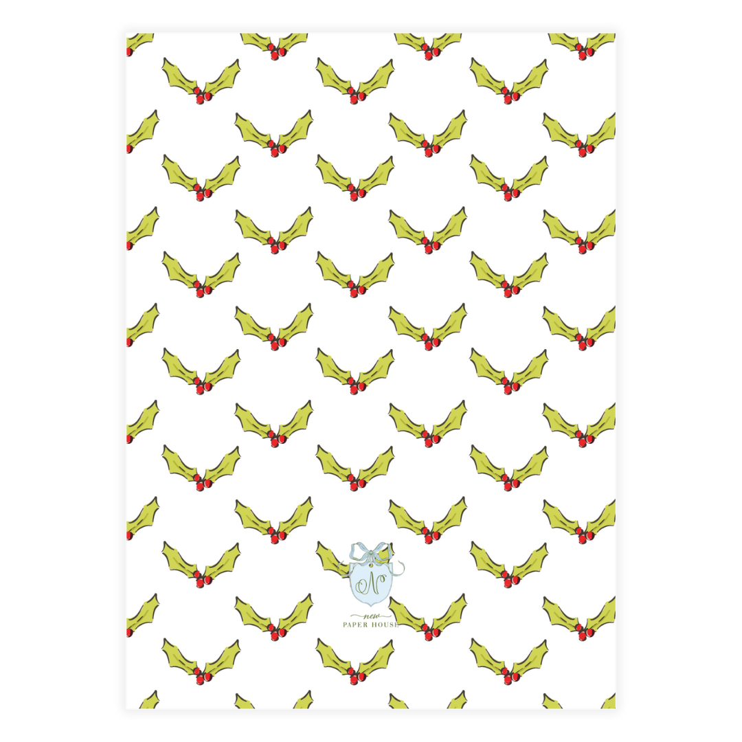 Holly and Red Bow Frame Holiday Card
