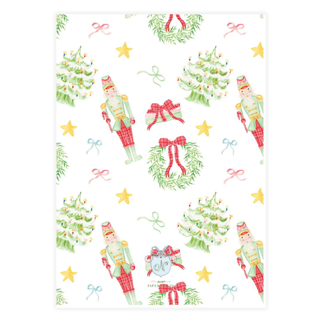 Green Garland with Nutcracker Holiday Card