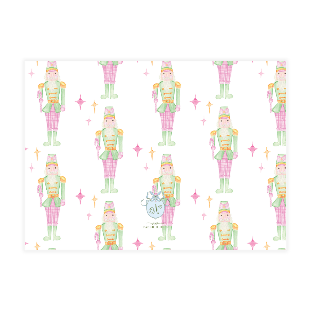 Pink & Gold Nutcracker with Stars Holiday Card