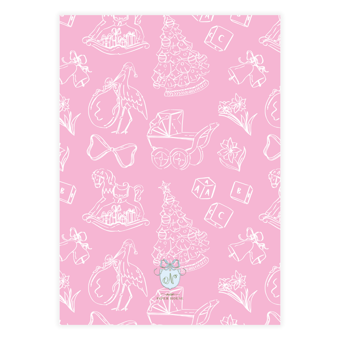 Pink Nursery Crest Holiday Card