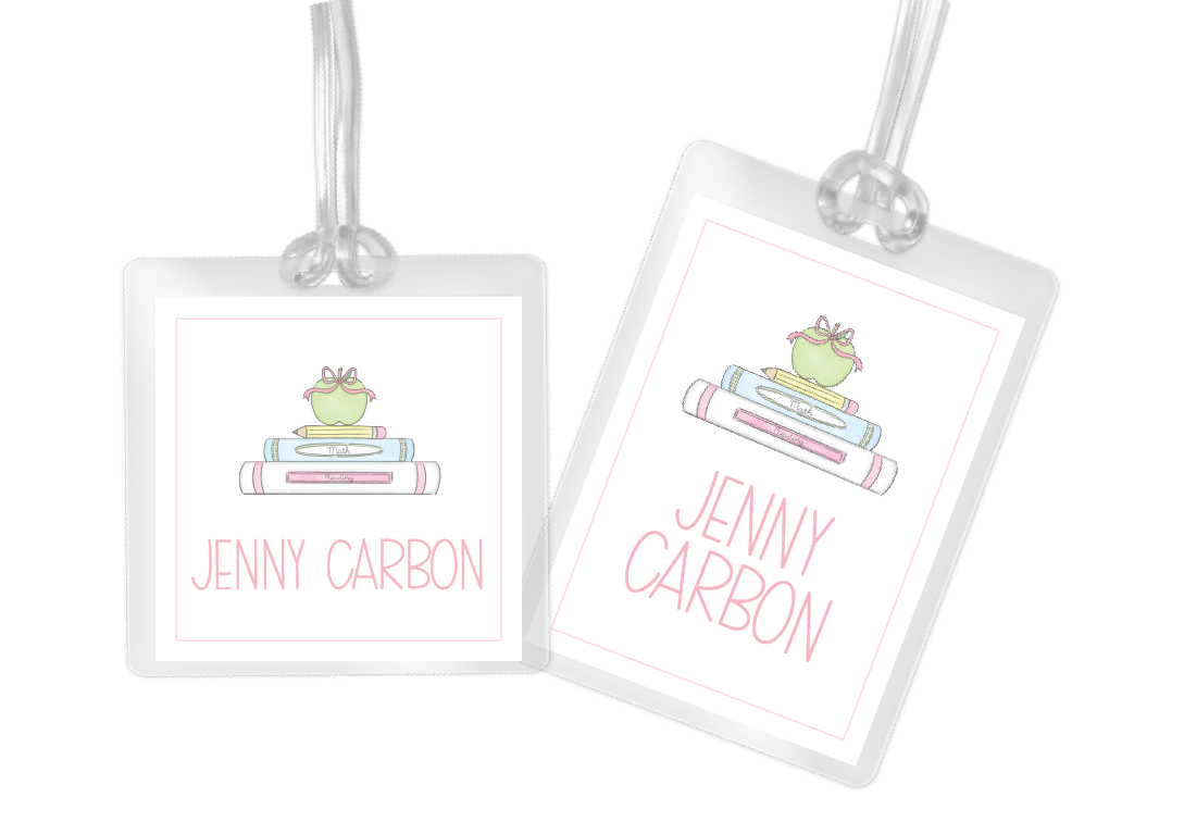Pastel School Books Bag Tag