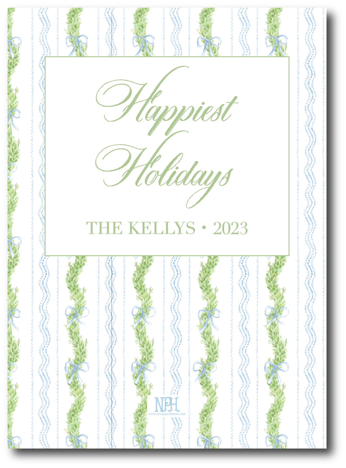 Blue Pattern Frame Holiday Card