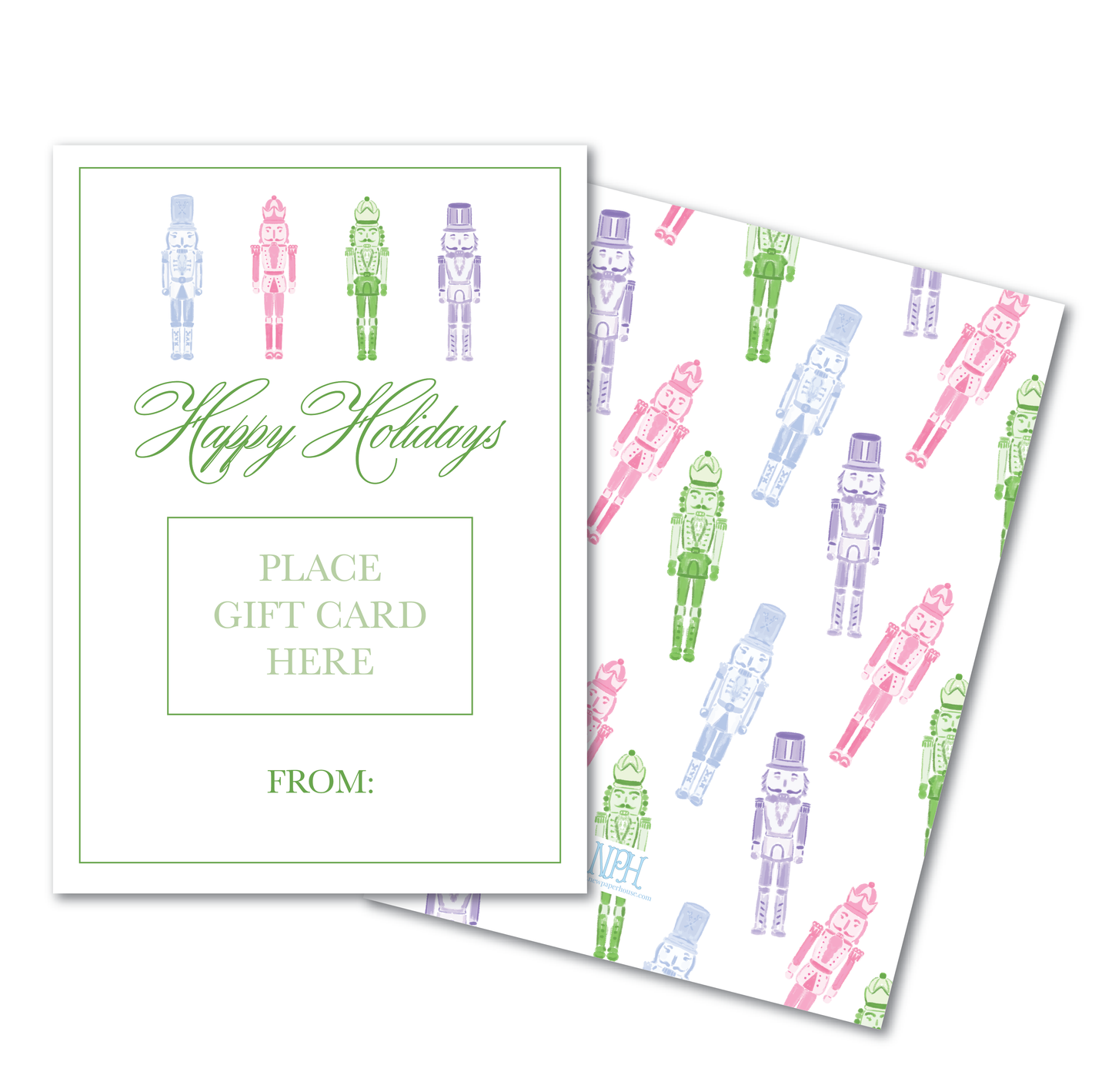 Pastel Nutcrackers Holiday Gift Card Holder with Envelope