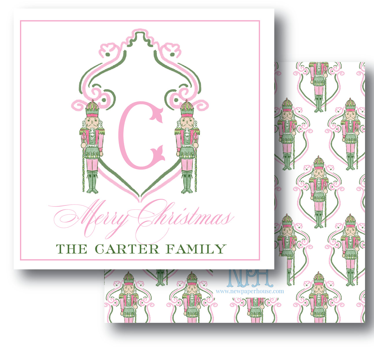 Pink & Green Nutcracker Enclosure Cards