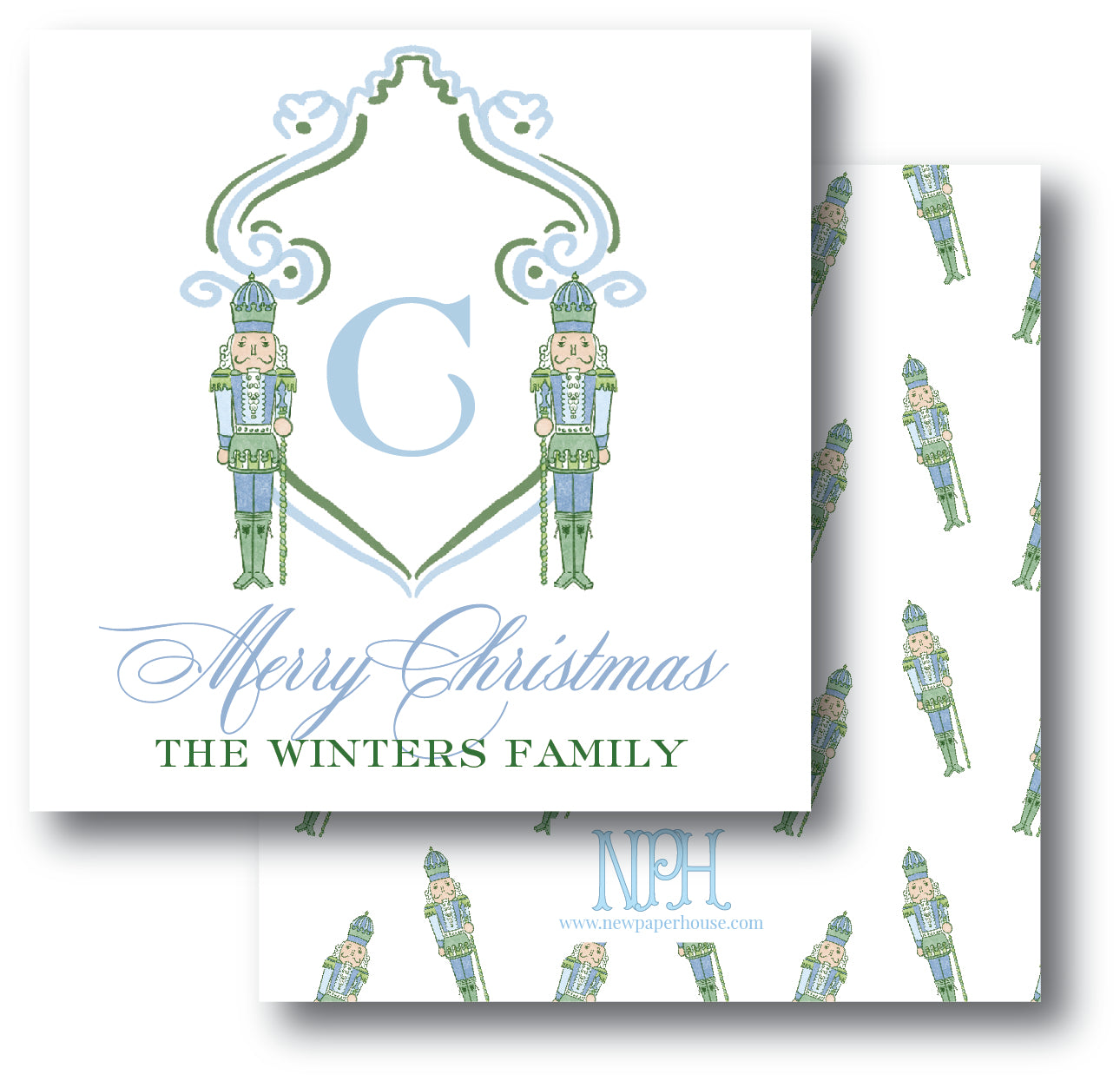 Blue & Green Nutcracker Enclosure Cards