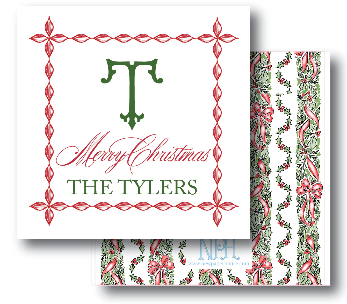 Red & Green Garland Enclosure Cards
