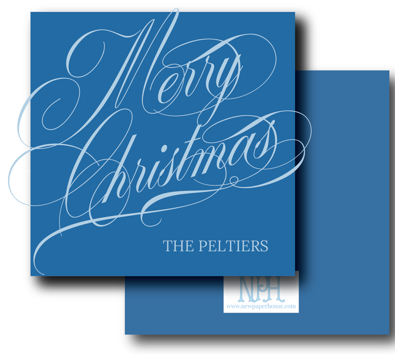 Blue Scripty Merry Christmas Holiday Enclosure Card