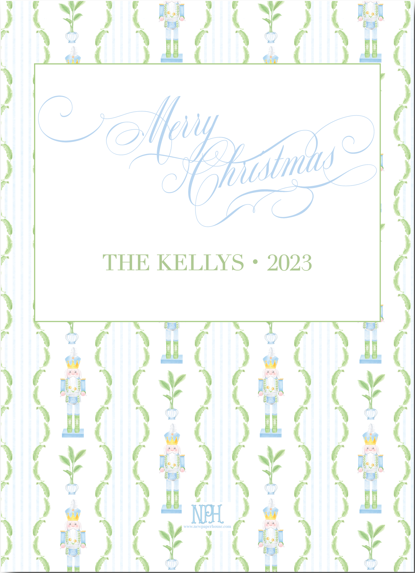 Blue Palm Coastal Nutcracker Holiday Card