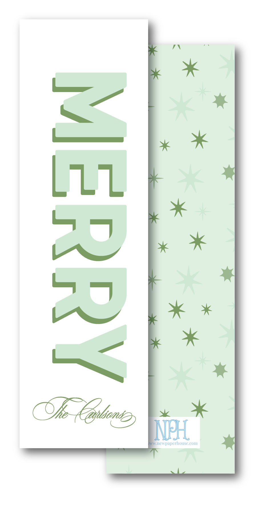 Merry Green Long Holiday Tag