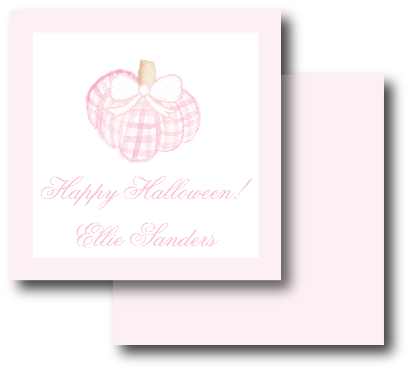 Pink Pumpkin Gingham with Bow Enclosure Card