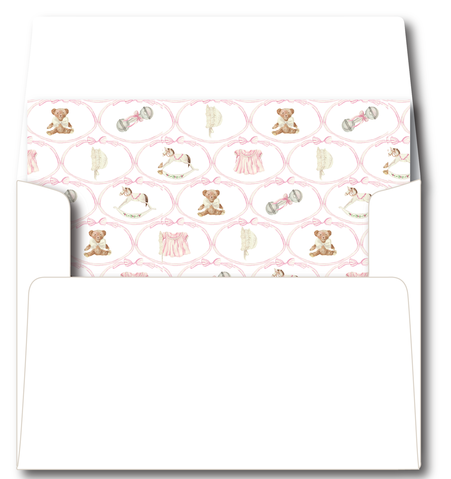 Heirloom Baby Shower Invitation - Pink- VARIOUS OPTIONS (see pictures, monogram, bear, rocking horse, pink dress)