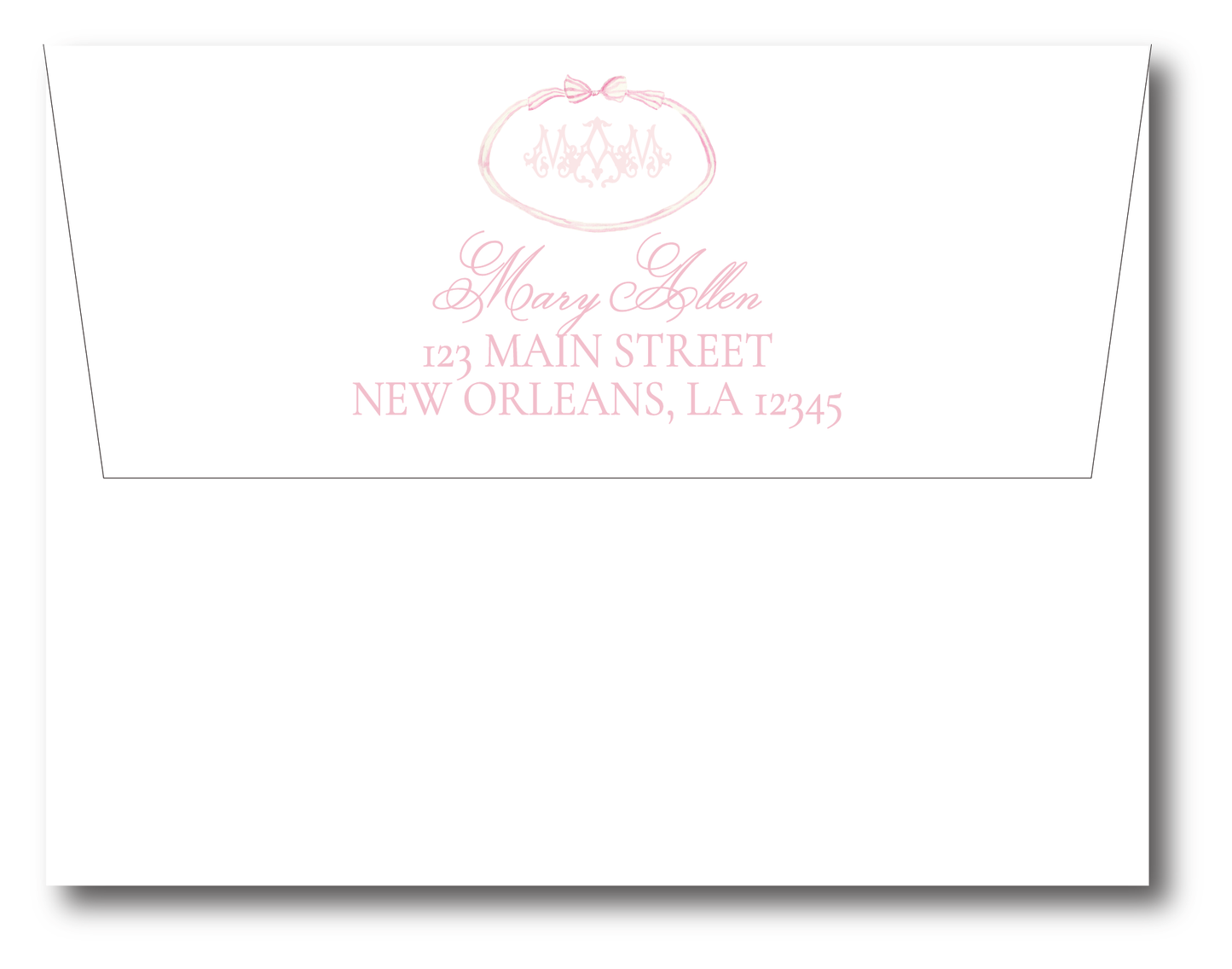 Heirloom Monogram Pink Bow Stationery Set