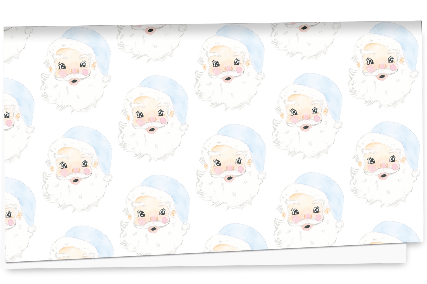 Blue Grand Millennial Santa Holiday Wrapping Paper