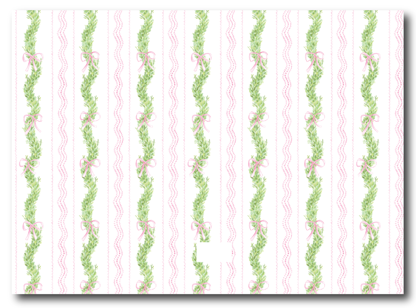 Pink/Red Bow Garland Frame Holiday Card
