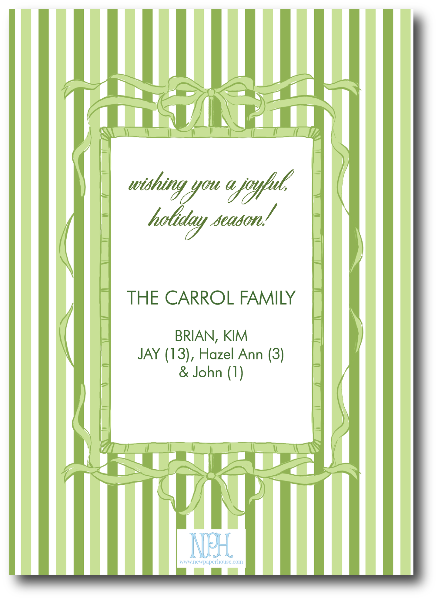 Green Bow Frame Holiday Card