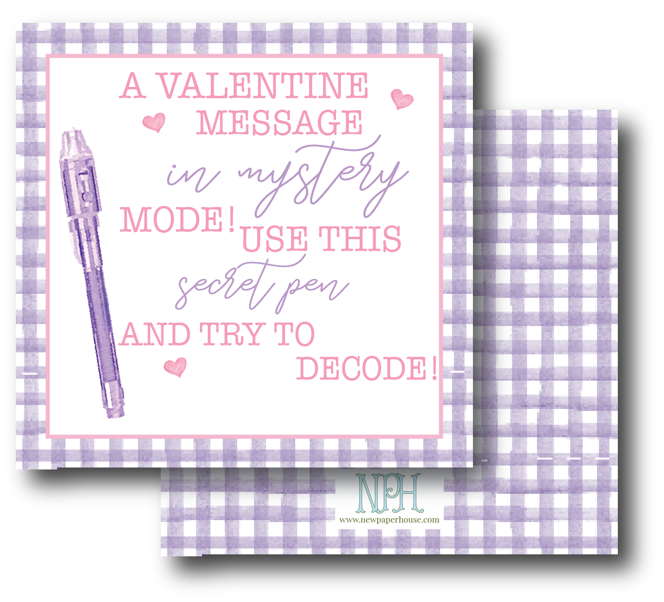 Secret Pen Purple Valentine's Enclosure Card