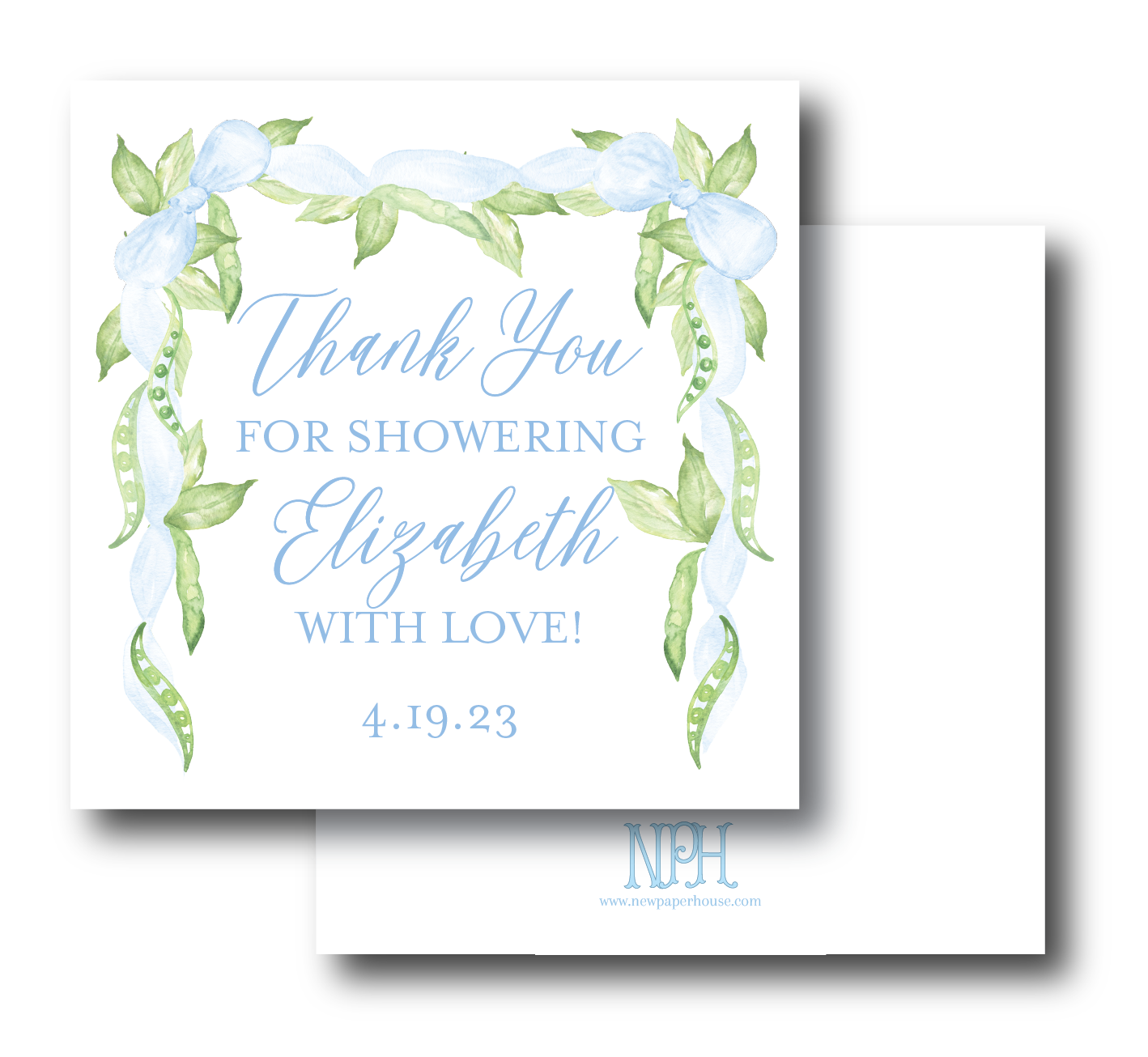 Sweet Pea Baby Shower Thank You/Favor Enclosure Card