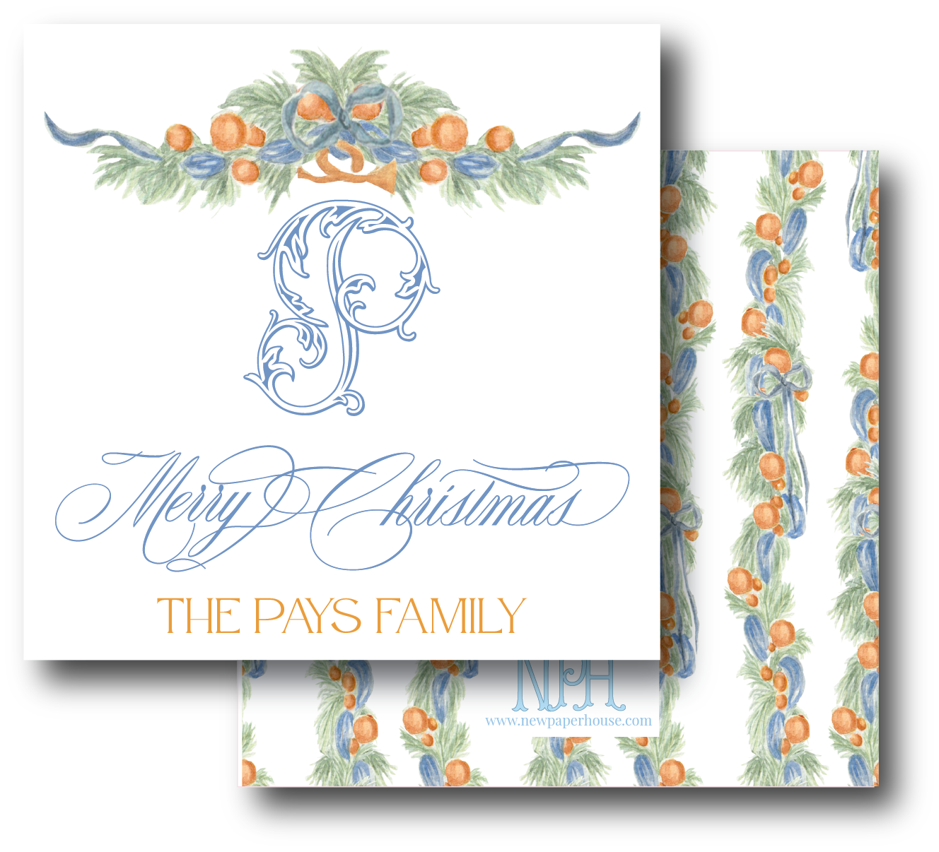 Orange & Blue Garland Enclosure Card