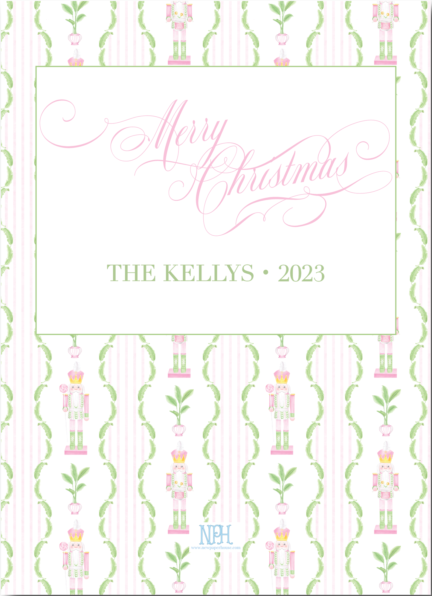 Rattan Pink Coastal Nutcracker Holiday Card
