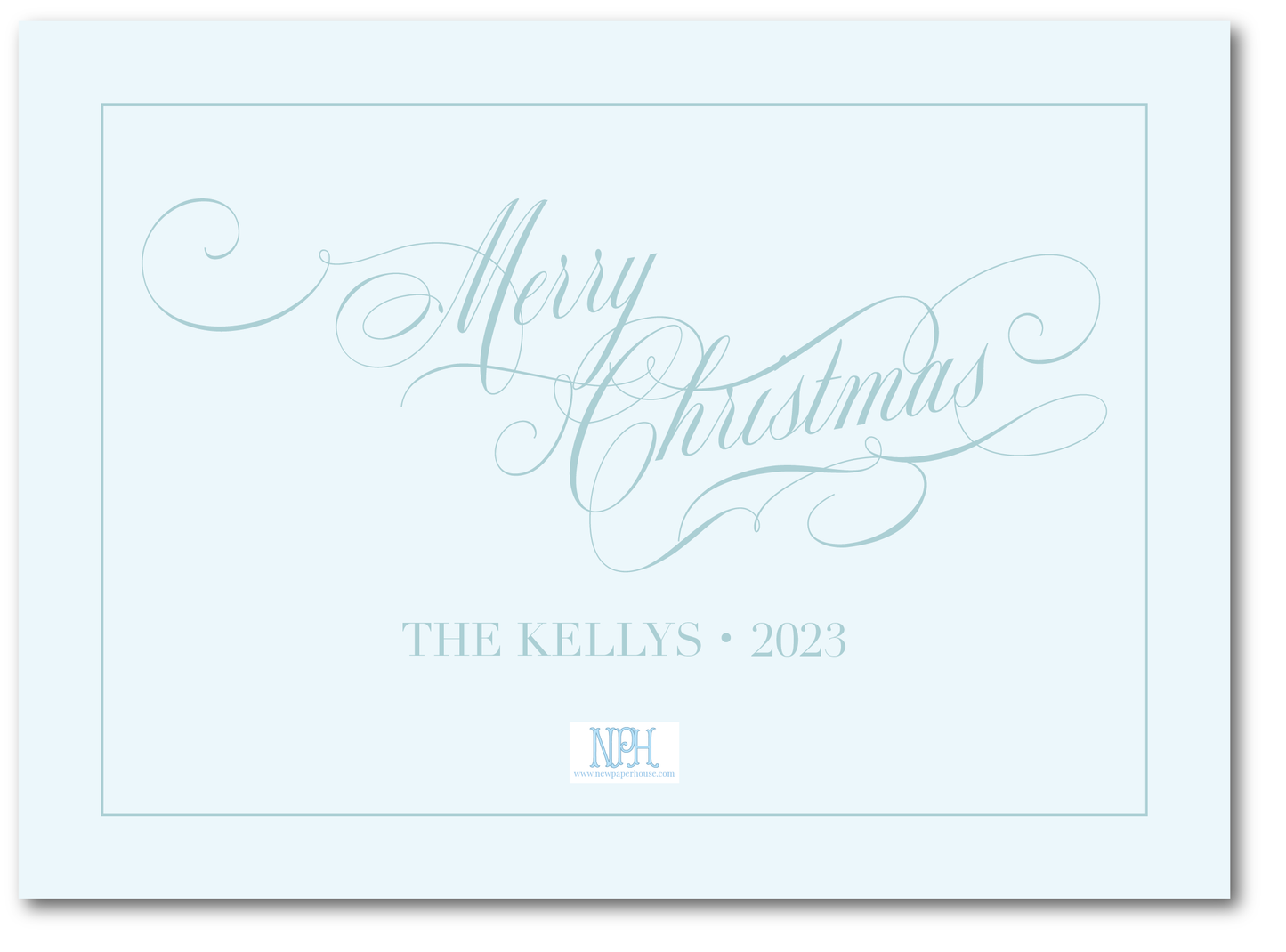 Landscape Rattan Coastal Blue Holiday Card