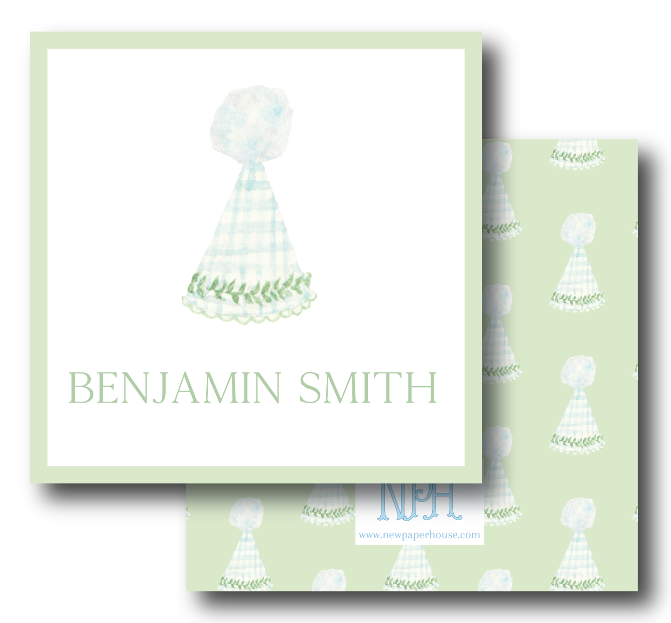 Blue Green Vintage Party Hat Enclosure Card
