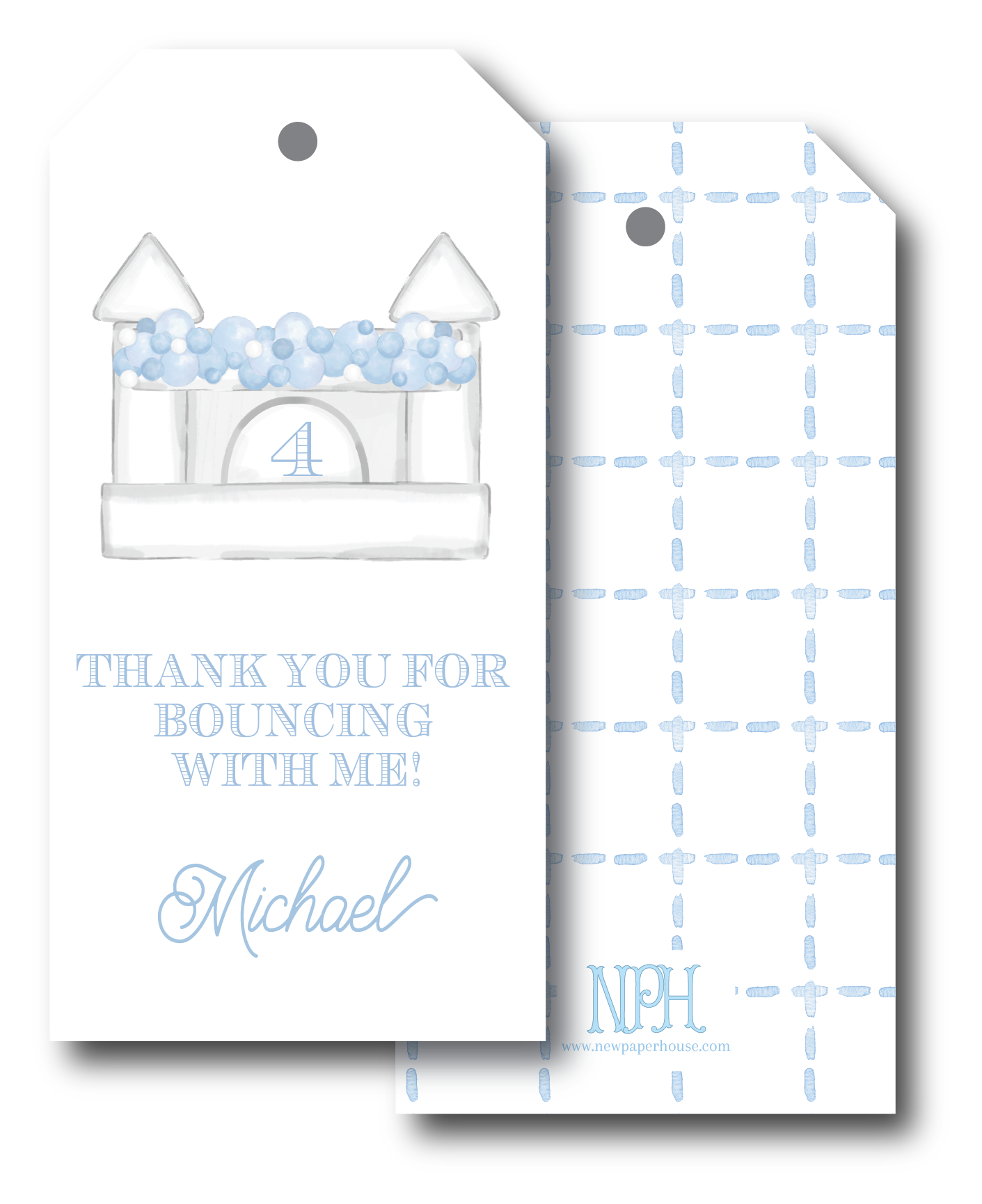 Bounce House Blue Favor Tag