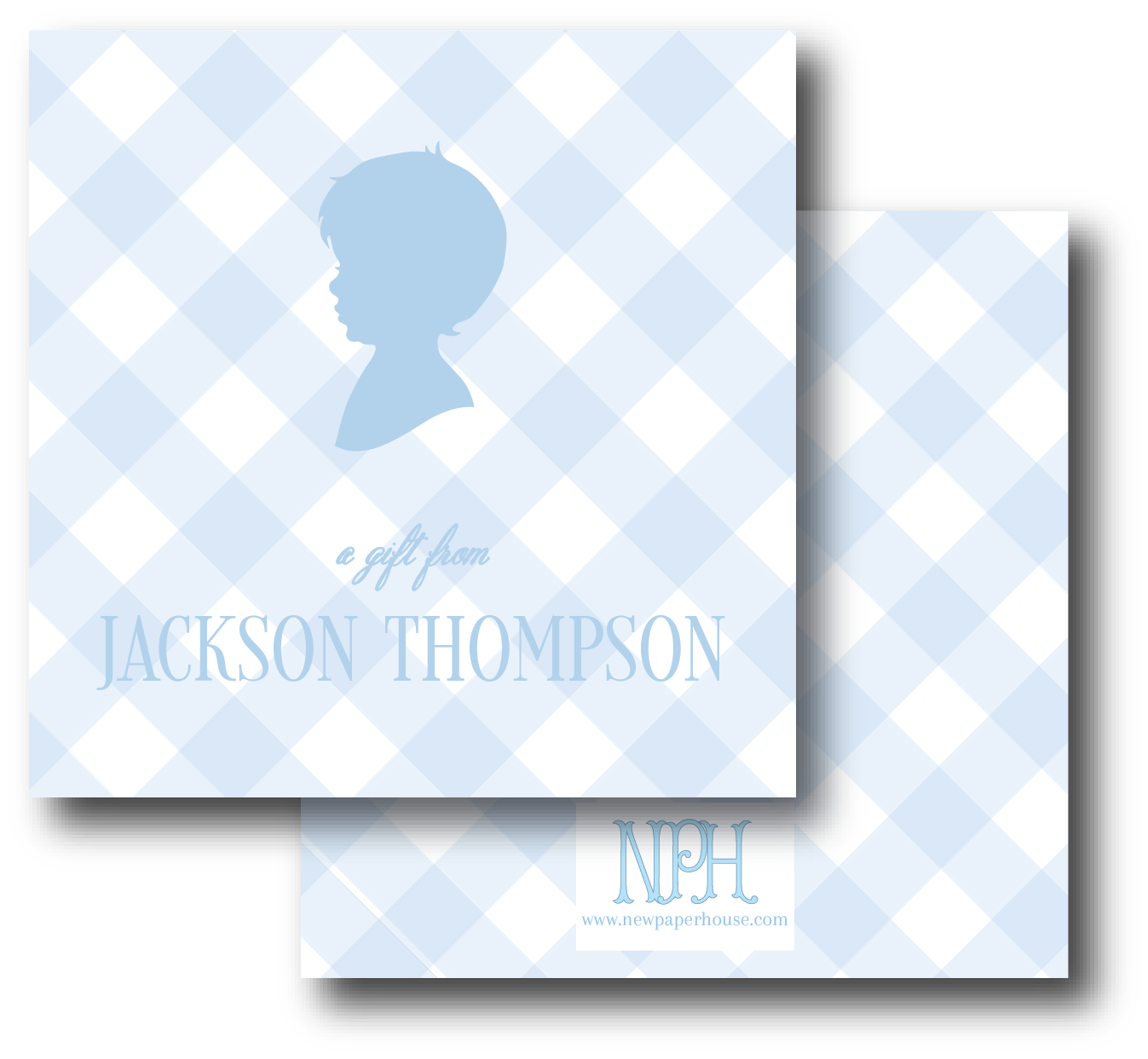 Boy Gingham Silhouette Enclosure Card