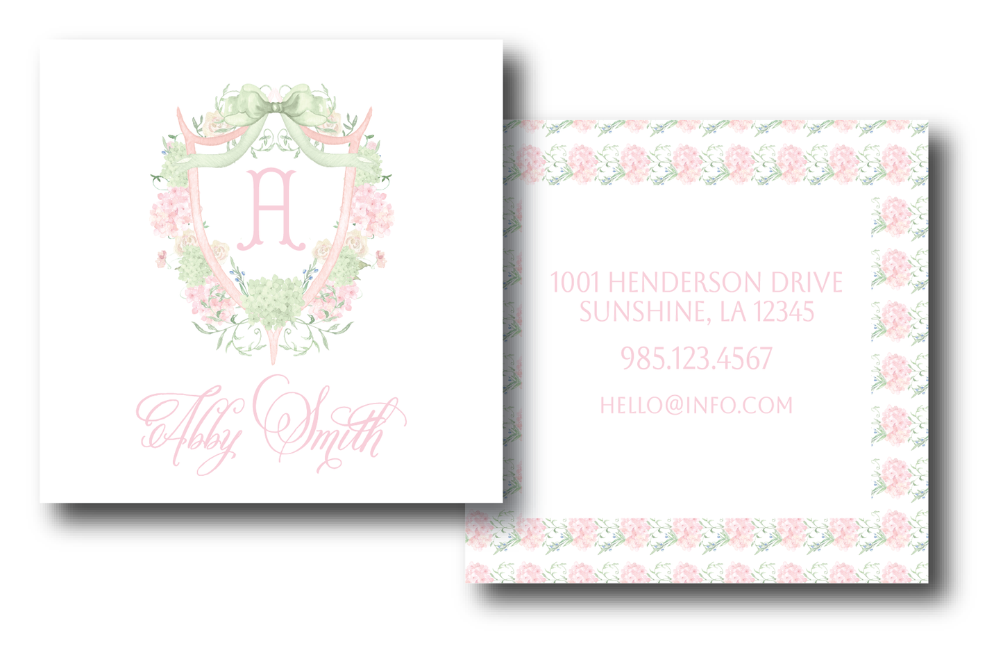 Green & Pink Flower Crest Bag Tag