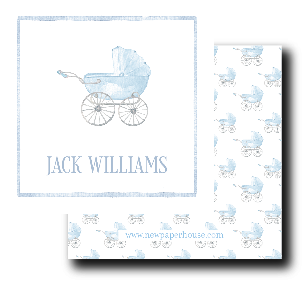 Baby Boy Carriage Enclosure Card