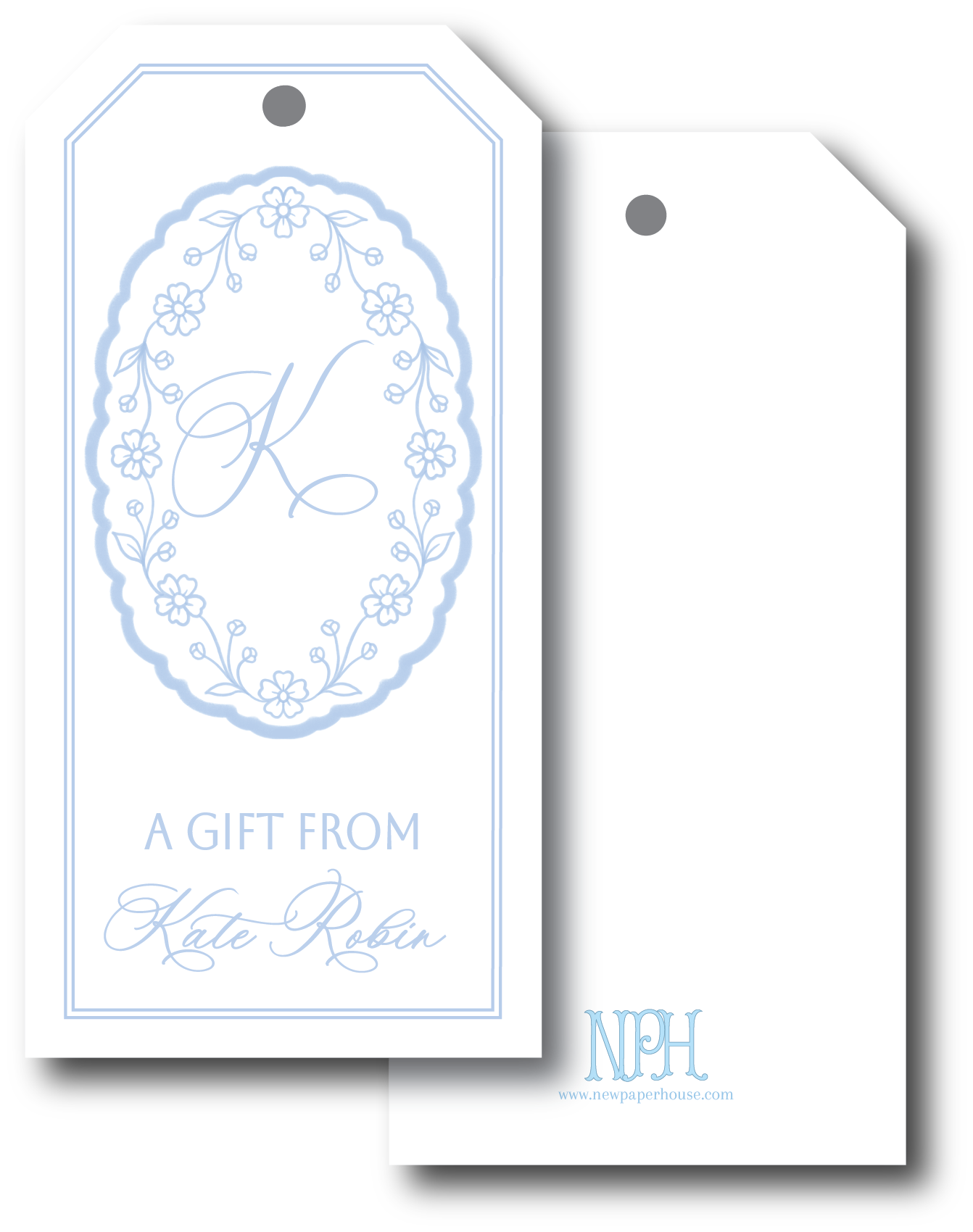 Blue Floral Frame Gift Tag