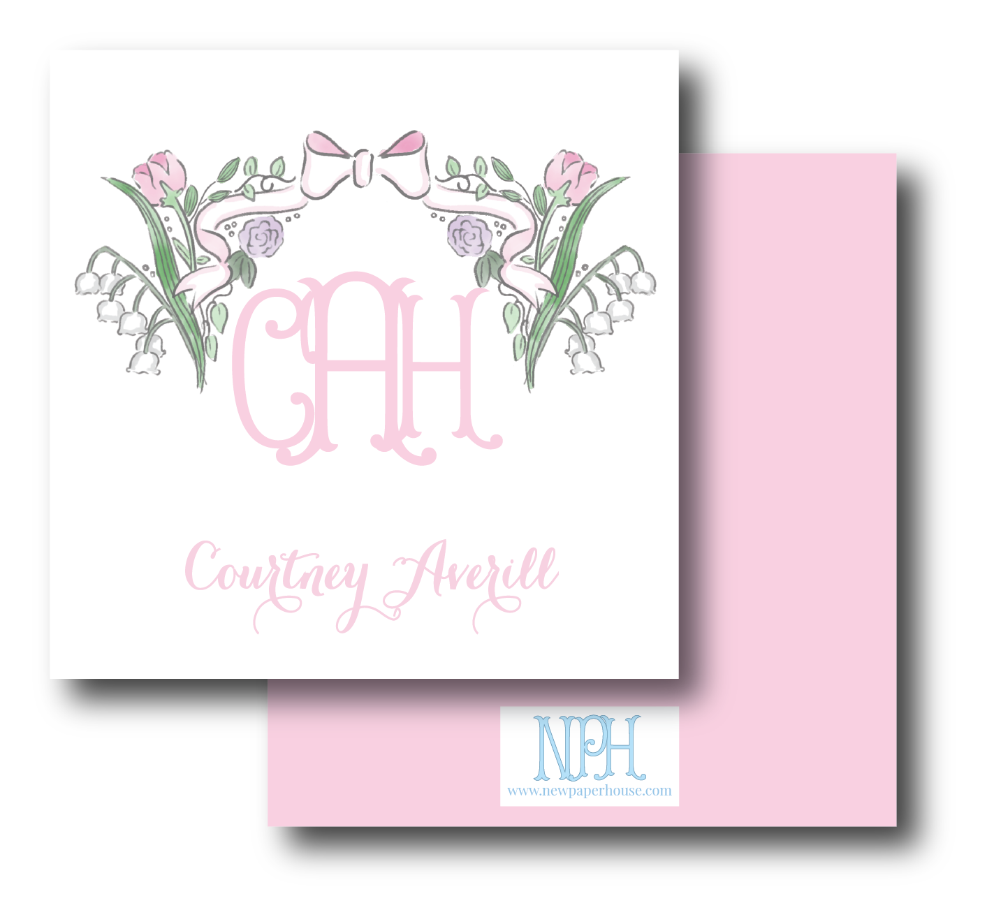 Watercolor Pink Floral Enclosure Card