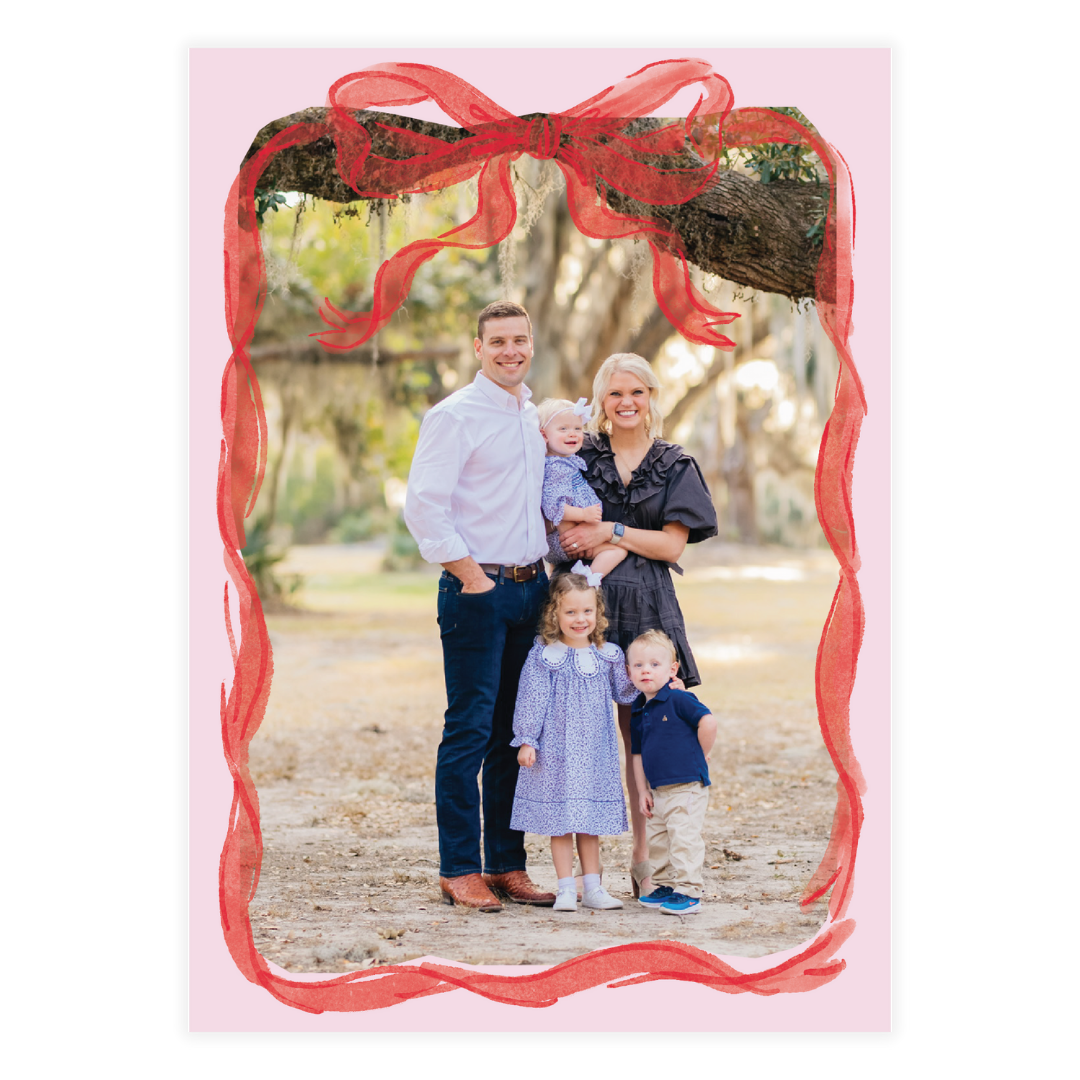 Red Bow Frame Holiday Card