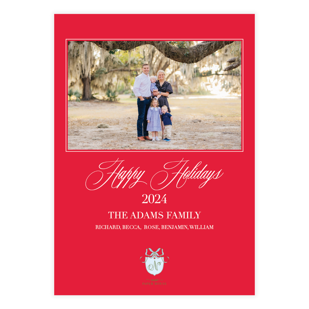 Red Bow Frame Holiday Card