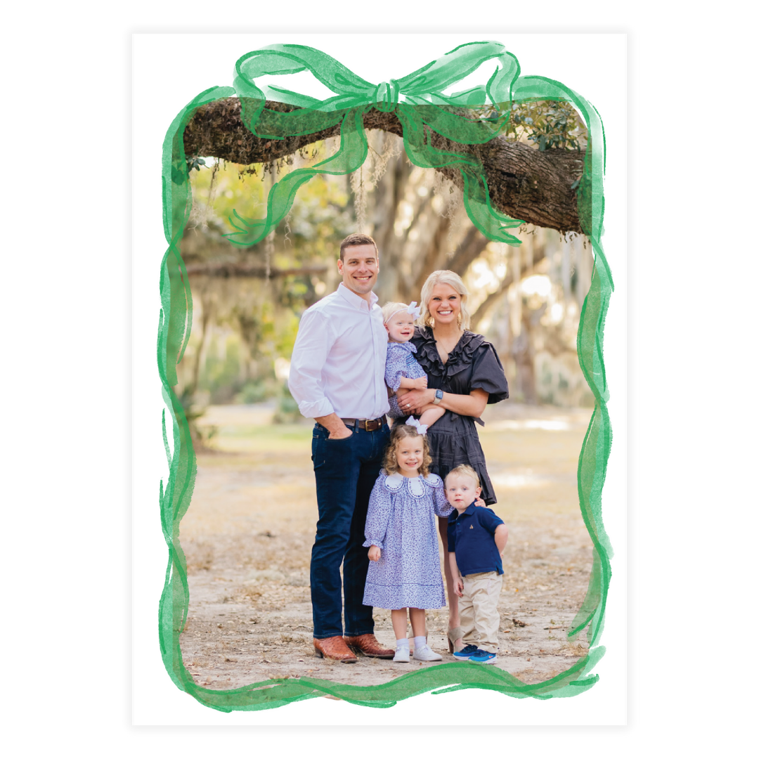 Green Bow Frame Holiday Card