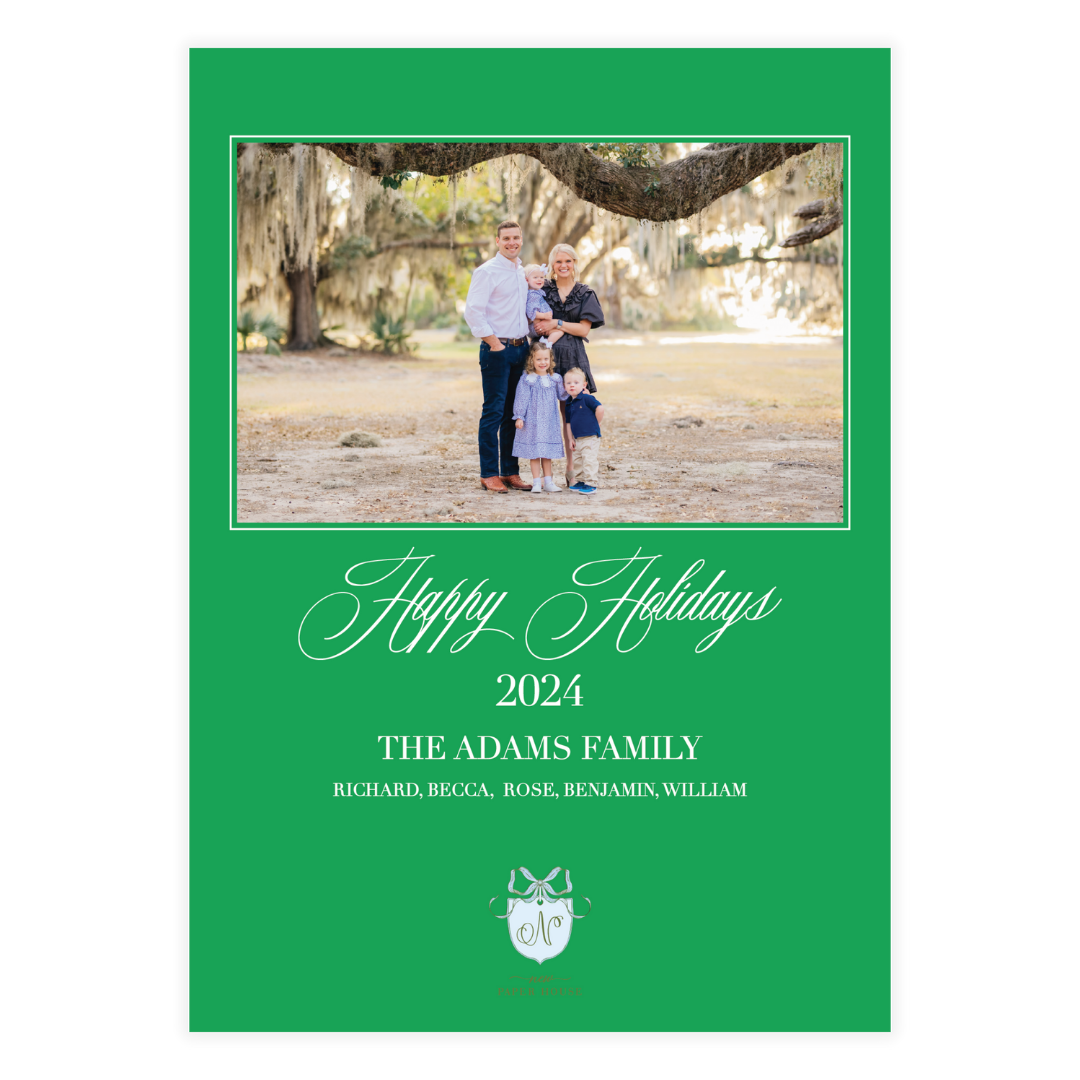 Green Bow Frame Holiday Card