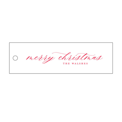 Merry Christmas Scripty Landscape Long Skinny Letterpress/Foil Holiday Tags