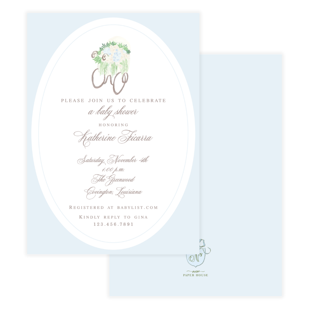 Baby Blue Carriage Invitation