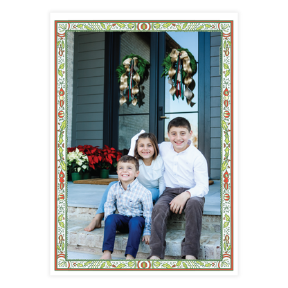 Thin Green Ornate Frame Holiday Card