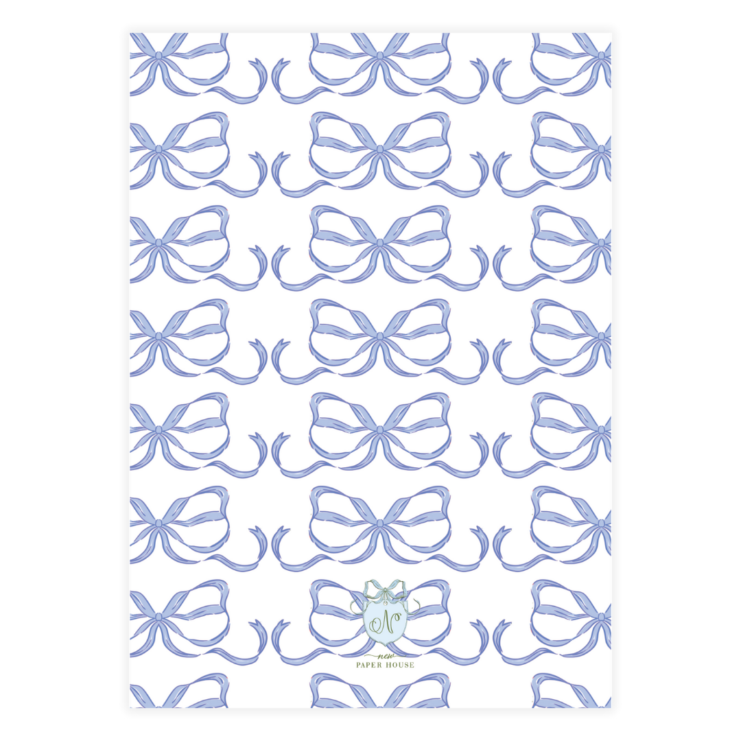 Blue Bow with Holly Leaves Frame Holiday Card