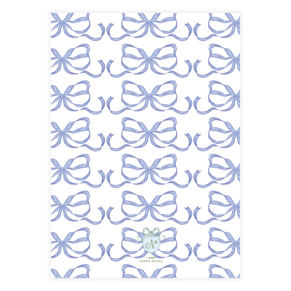 Blue Bow with Holly Leaves Frame Holiday Card