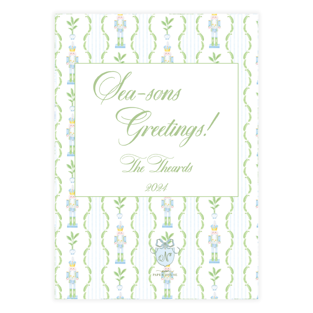 Coastal Blue Nutcracker Holiday Card