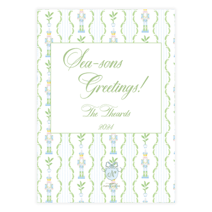 Coastal Blue Nutcracker Holiday Card