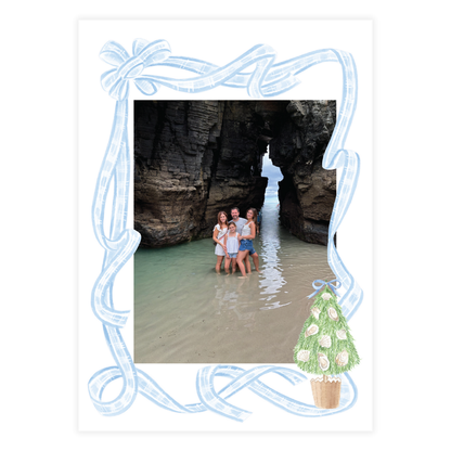 Oyster Tree Blue Gingham Frame Holiday Card
