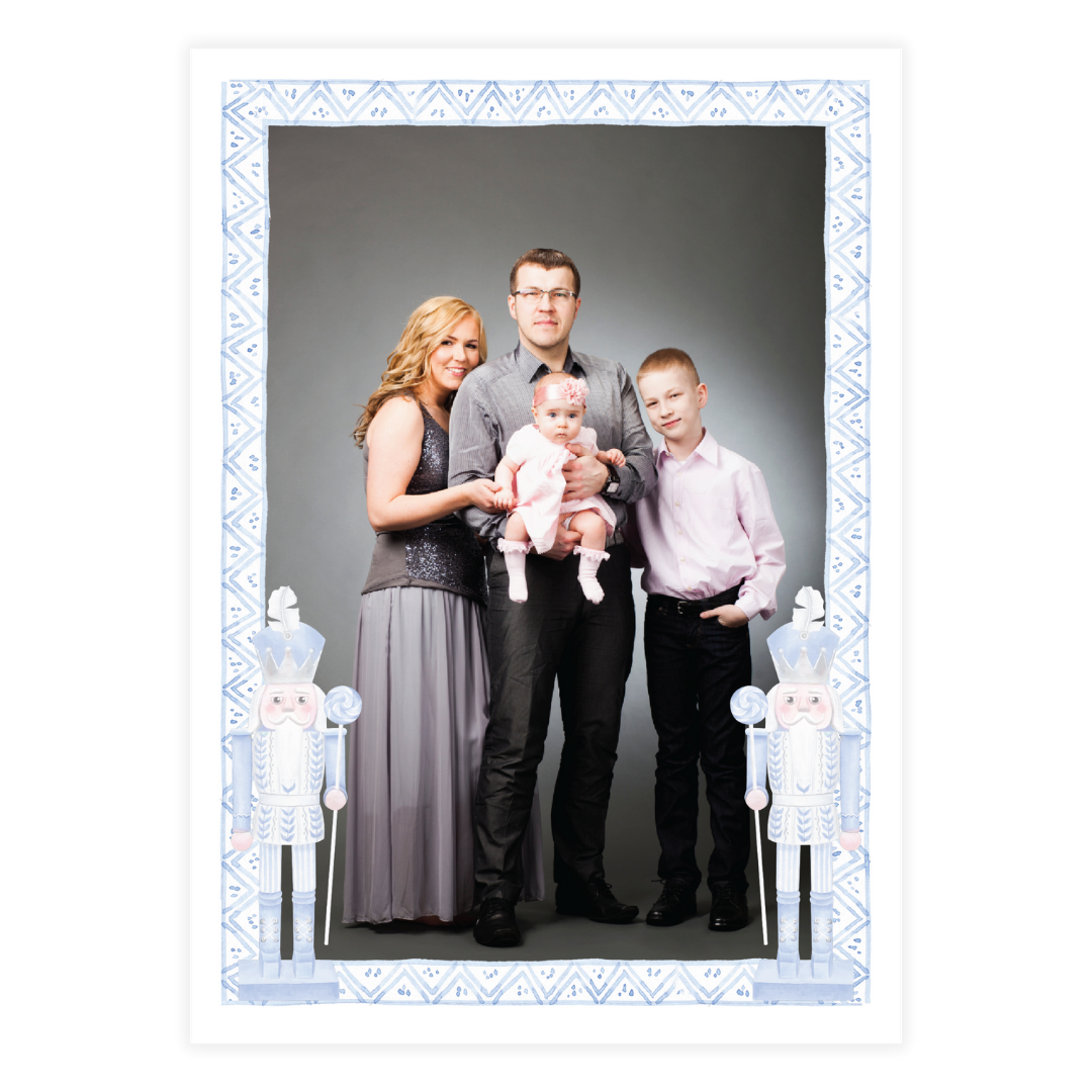 Pastel Blue Nutcracker Holiday Card