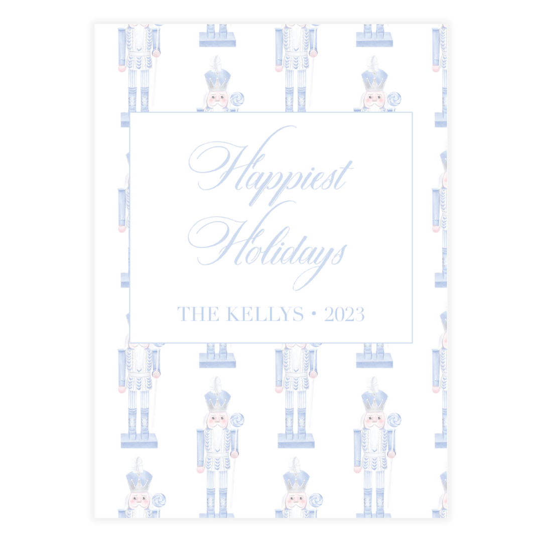 Pastel Blue Nutcracker Holiday Card