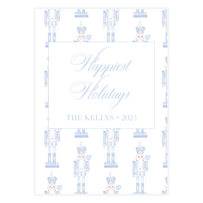 Pastel Blue Nutcracker Holiday Card