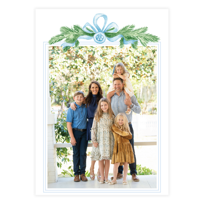 Blue Garland Swag Holiday Card