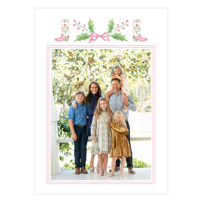 Cowboy Boots Crest with Simple Frame Holiday Card