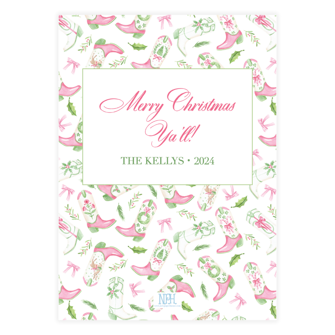 Cowboy Boots Crest with Simple Frame Holiday Card