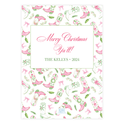 Cowboy Boots Crest with Simple Frame Holiday Card